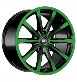 RH, GT, 11x19 ET65 5x130 71,5, color polished - green