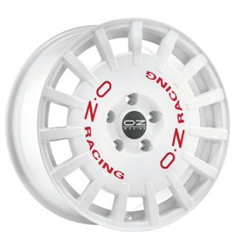 OZ, Rally Racing, 7,5x18 ET48 5x100 68, race white mit roter Schrift
